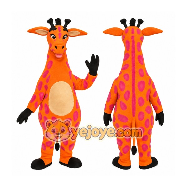 Orange Pink Spotted Giraffe Mascot Costume