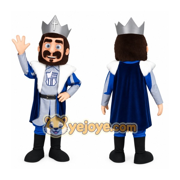 Navy Blue Gray Bearded King Mascot Costume