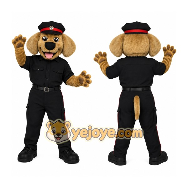 Tan Black Red Police Dog Mascot Costume