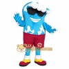Blue White Wave Red Shorts Mascot Costume