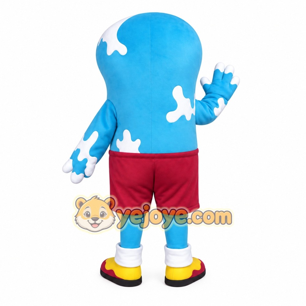 Blue White Wave Red Shorts Mascot Costume