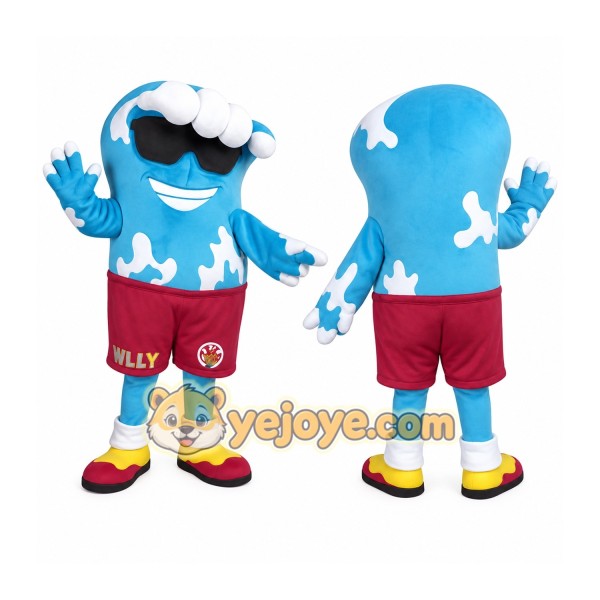 Blue White Wave Red Shorts Mascot Costume