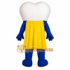 Blue Yellow White Superhero Tooth Mascot Costume Blue Yellow White Superhero Tooth Mascot Costume
