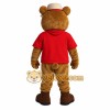 Brown Bear With Red Shirt Mascot Costume Brown Bear With Red Shirt Mascot Costume