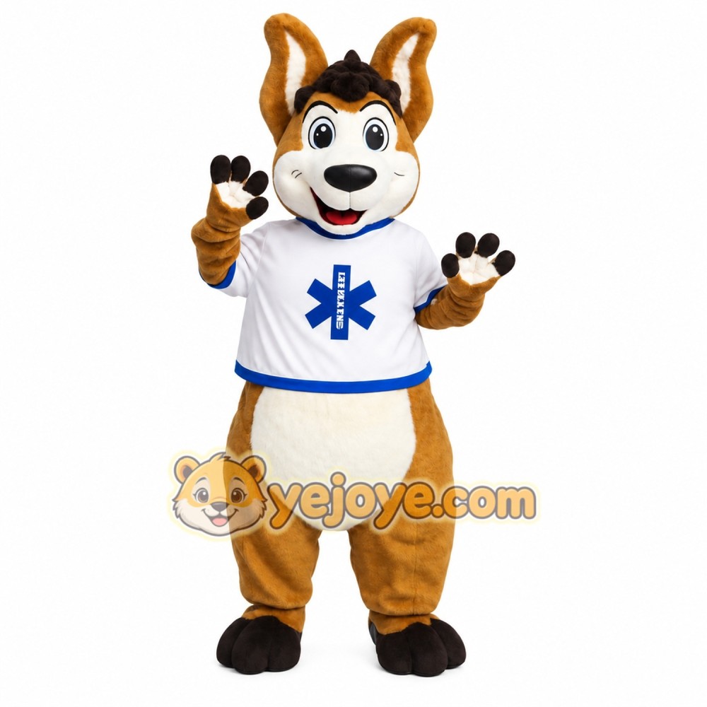 Brown White Blue Kangaroo Mascot Costume Brown White Blue Kangaroo Mascot Costume