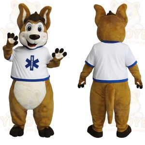 Brown White Blue Kangaroo Mascot Costume