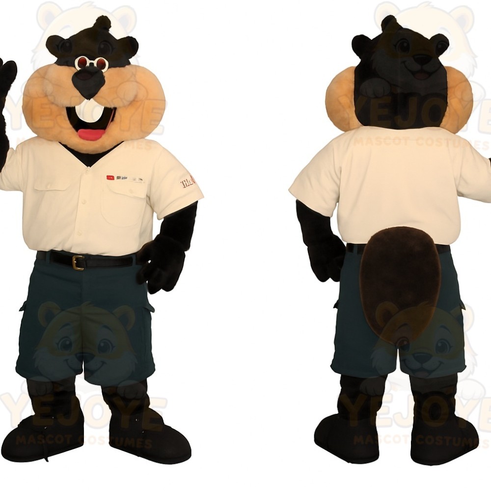 Black Tan Beaver Mascot Costume