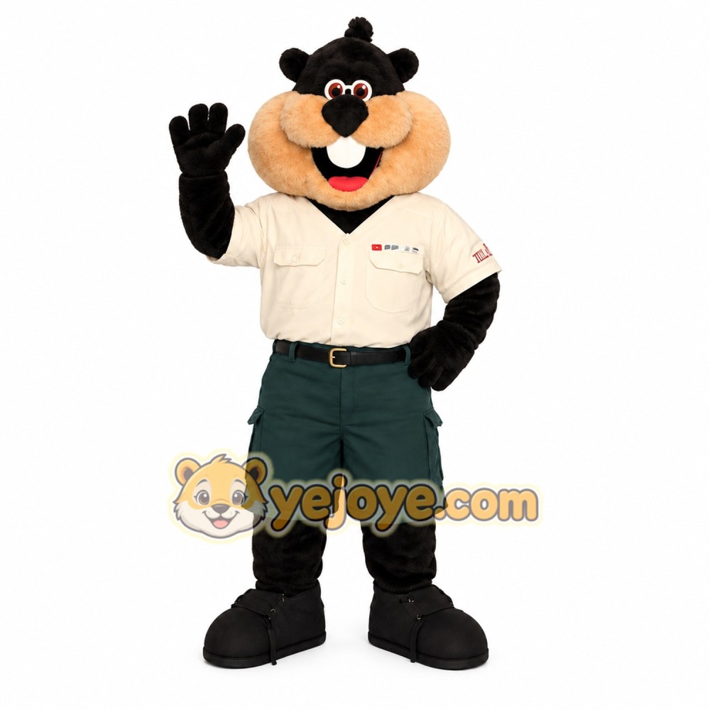 Black Tan Beaver Mascot Costume Black Tan Beaver Mascot Costume