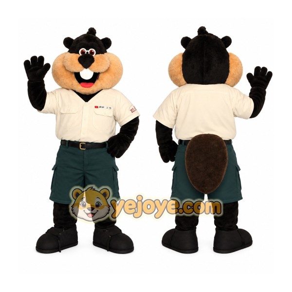 Black Tan Beaver Mascot Costume