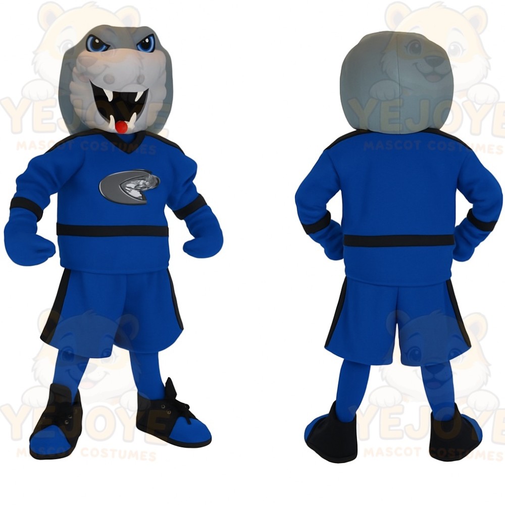 Blue Gray Black Sports Shark Mascot Costume