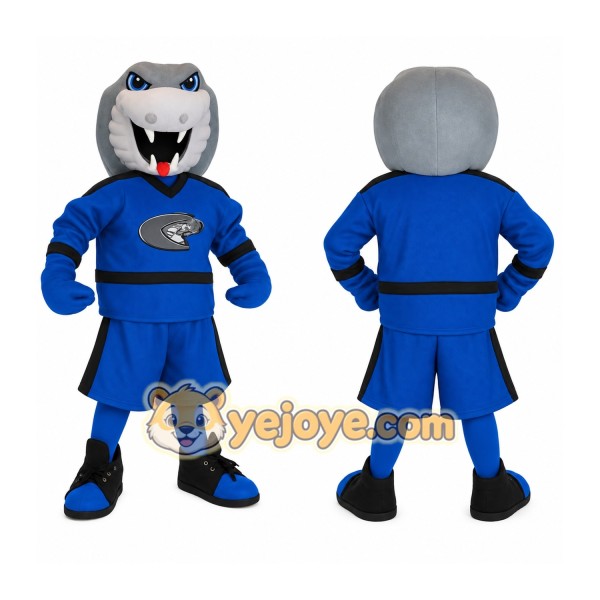 Blue Gray Black Sports Shark Mascot Costume