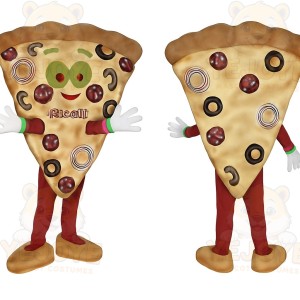Tan Brown Red Pizza Slice Mascot Costume