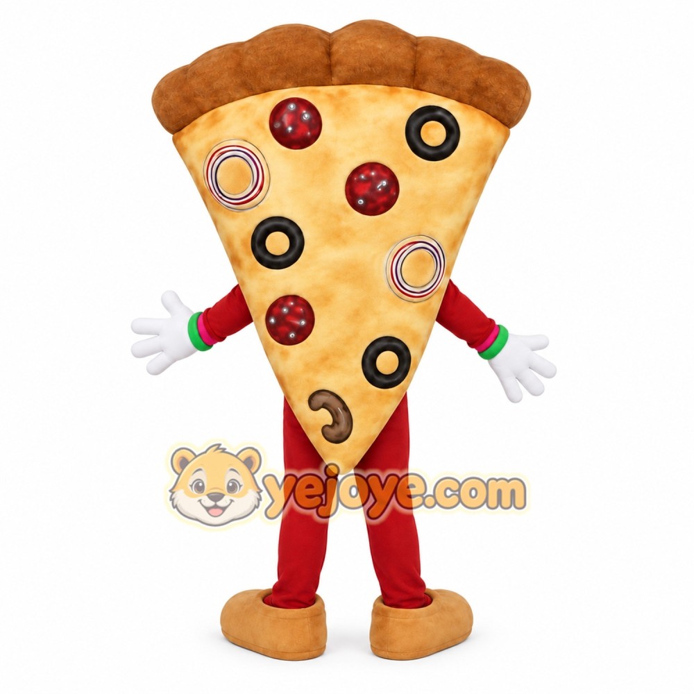 Tan Brown Red Pizza Slice Mascot Costume Tan Brown Red Pizza Slice Mascot Costume
