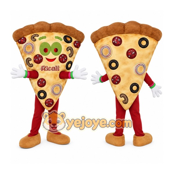 Tan Brown Red Pizza Slice Mascot Costume