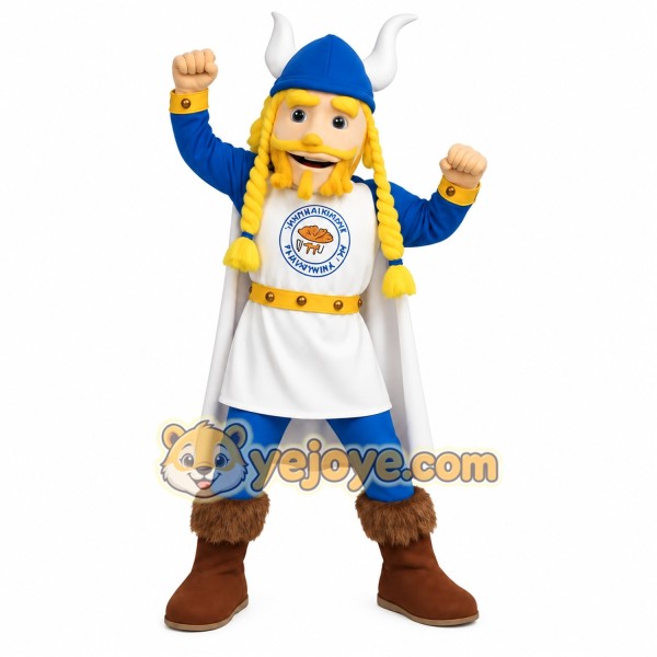 Blue White Yellow Viking Mascot Costume
