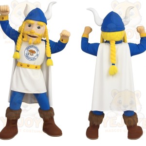 Blue White Yellow Viking Mascot Costume