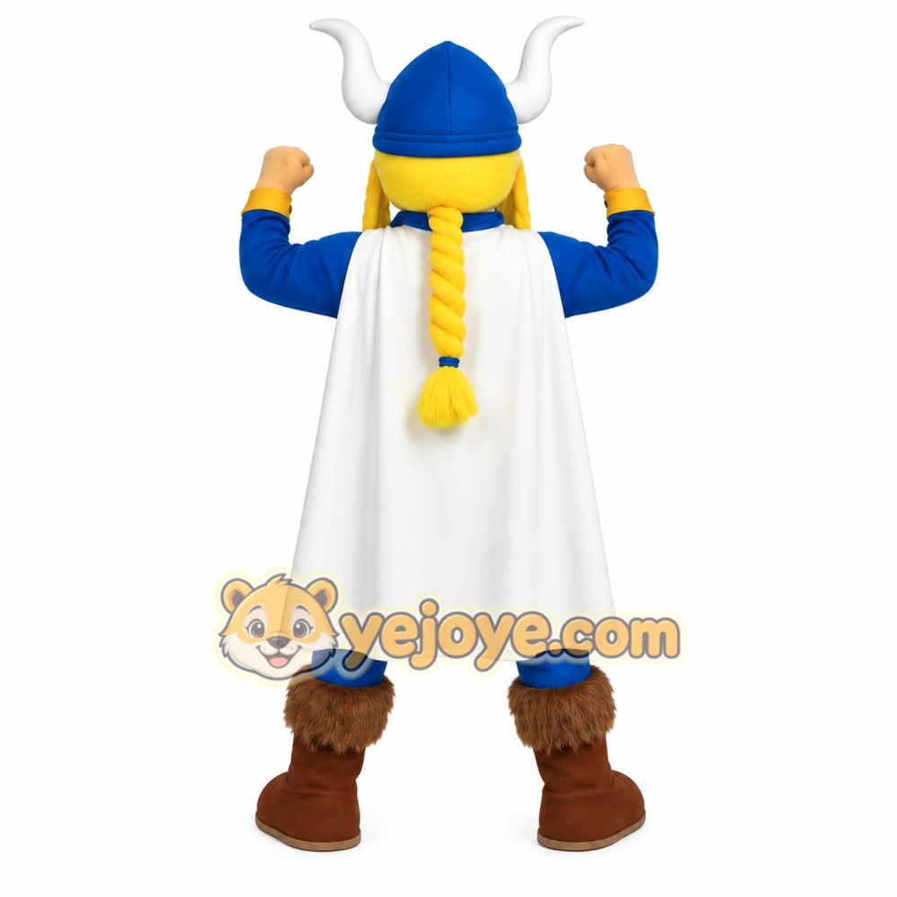 Blue White Yellow Viking Mascot Costume