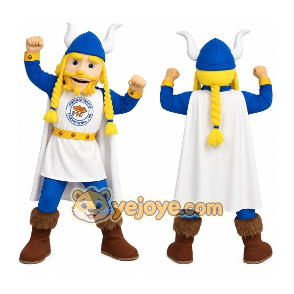 Blue White Yellow Viking Mascot Costume