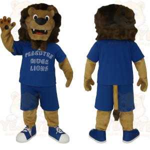 Blue Brown Lion Mascot Costume