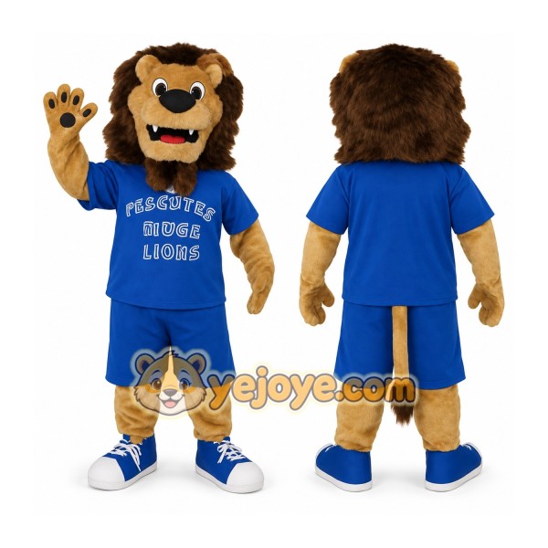 Blue Brown Lion Mascot Costume