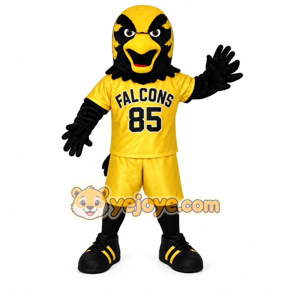 Yellow Black Falcon Mascot Costume