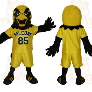 Yellow Black Falcon Mascot Costume