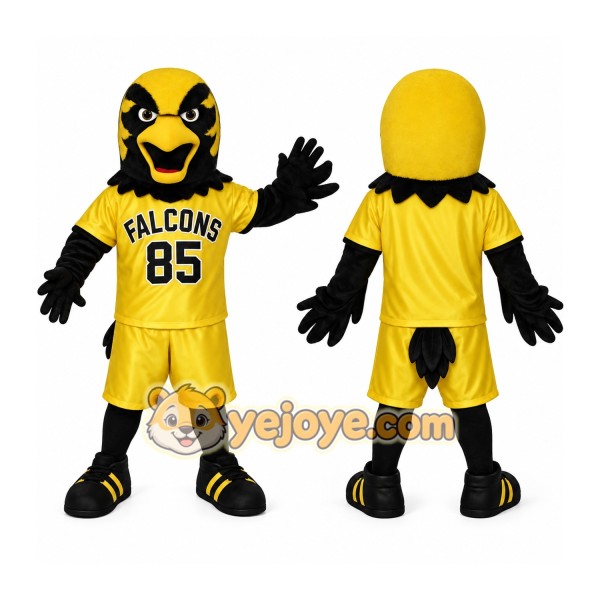 Yellow Black Falcon Mascot Costume