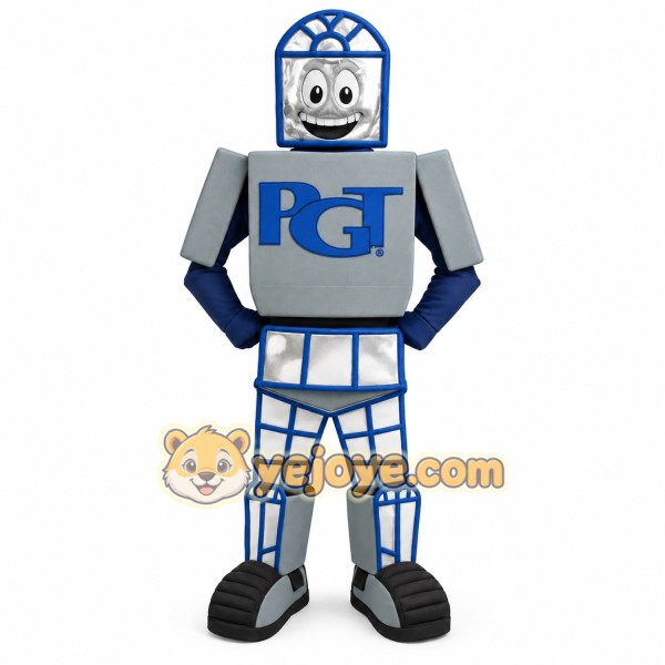 Silver Blue Robot Mascot Costume