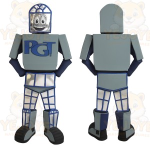 Silver Blue Robot Mascot Costume