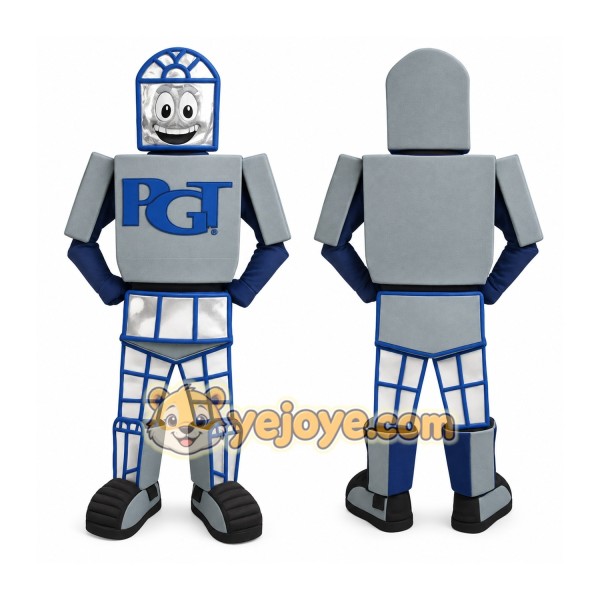Silver Blue Robot Mascot Costume