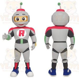 Gray Red Black Green Robot Mascot Costume