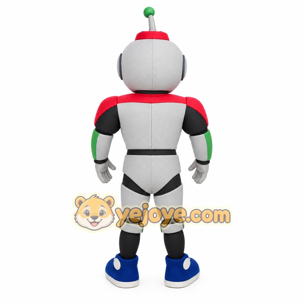 Gray Red Black Green Robot Mascot Costume Gray Red Black Green Robot Mascot Costume
