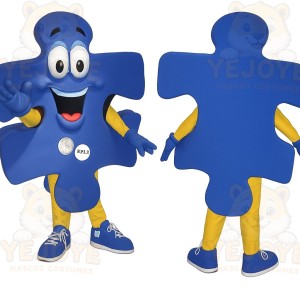 Blue Yellow Puzzle Piece Mascot Costume