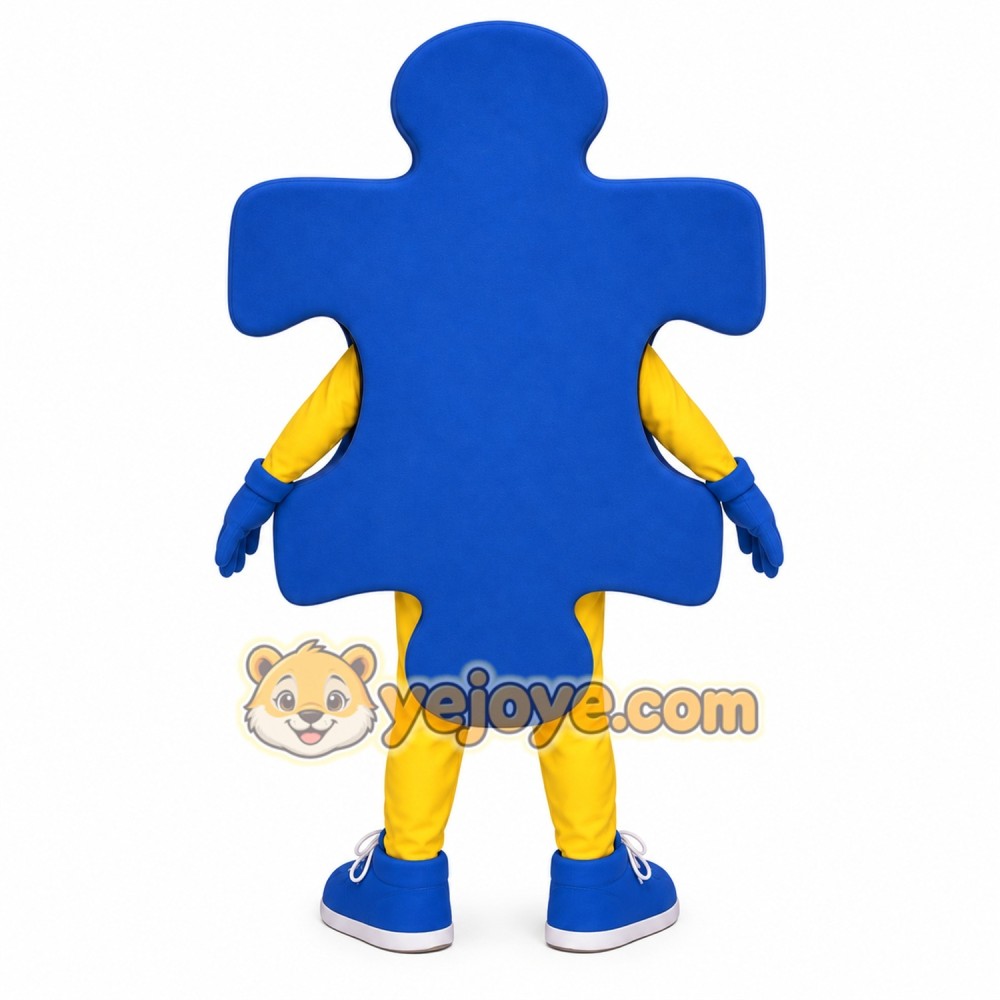 Blue Yellow Puzzle Piece Mascot Costume Blue Yellow Puzzle Piece Mascot Costume