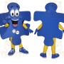 Blue Yellow Puzzle Piece Mascot Costume