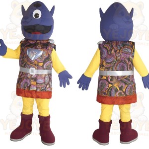 Blue Yellow Cyclops Alien Mascot Costume