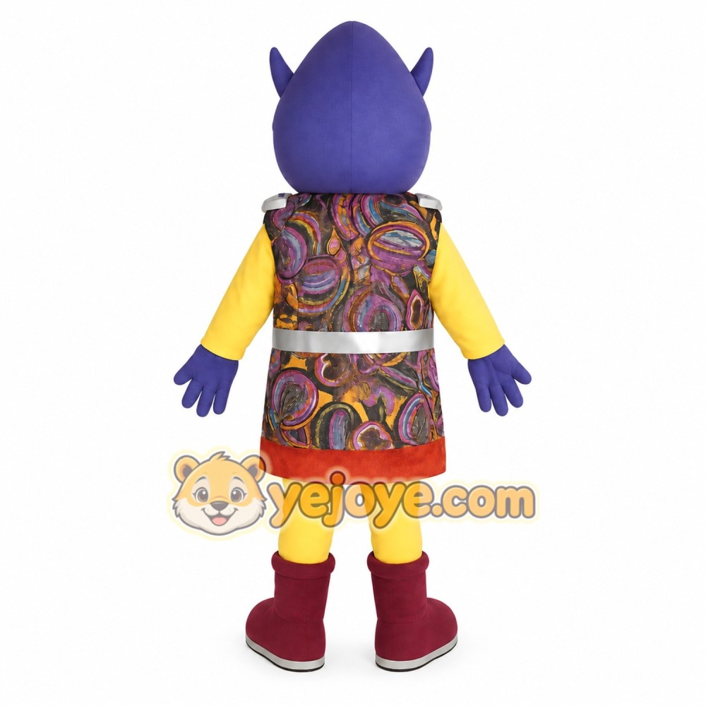 Blue Yellow Cyclops Alien Mascot Costume