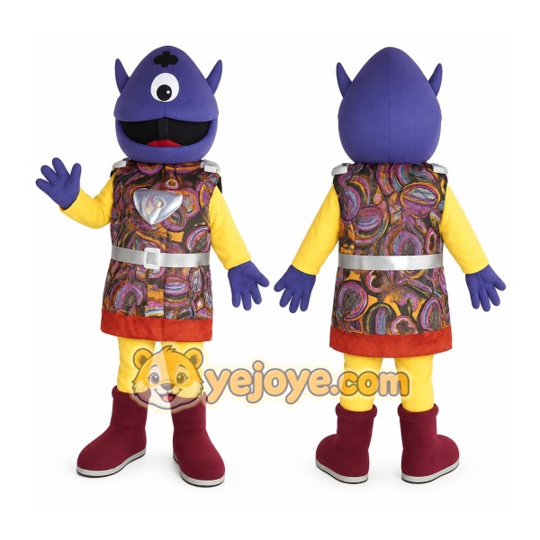 Blue Yellow Cyclops Alien Mascot Costume