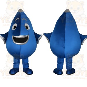 Blue Gray Smiling Water Drop Mascot Costume