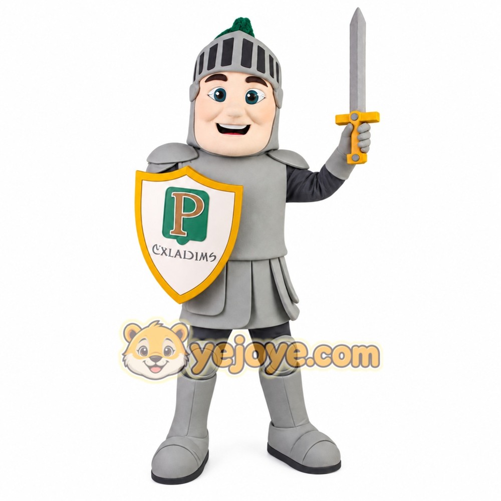 Gray Green Armored Knight Mascot Costume Gray Green Armored Knight Mascot Costume