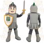 Gray Green Armored Knight Mascot Costume