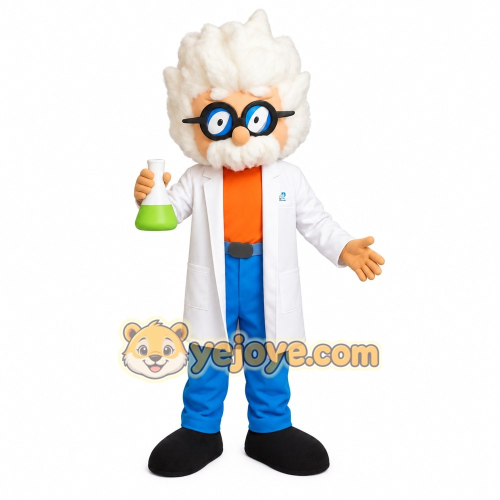 White Blue Orange Scientist Mascot Costume White Blue Orange Scientist Mascot Costume