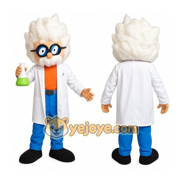 White Blue Orange Scientist Mascot Costume