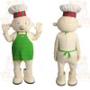 Cream Green White Cartoon Chef Mascot Costume