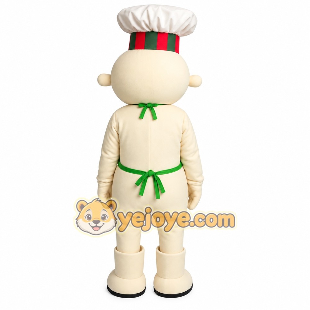 Cream Green White Cartoon Chef Mascot Costume