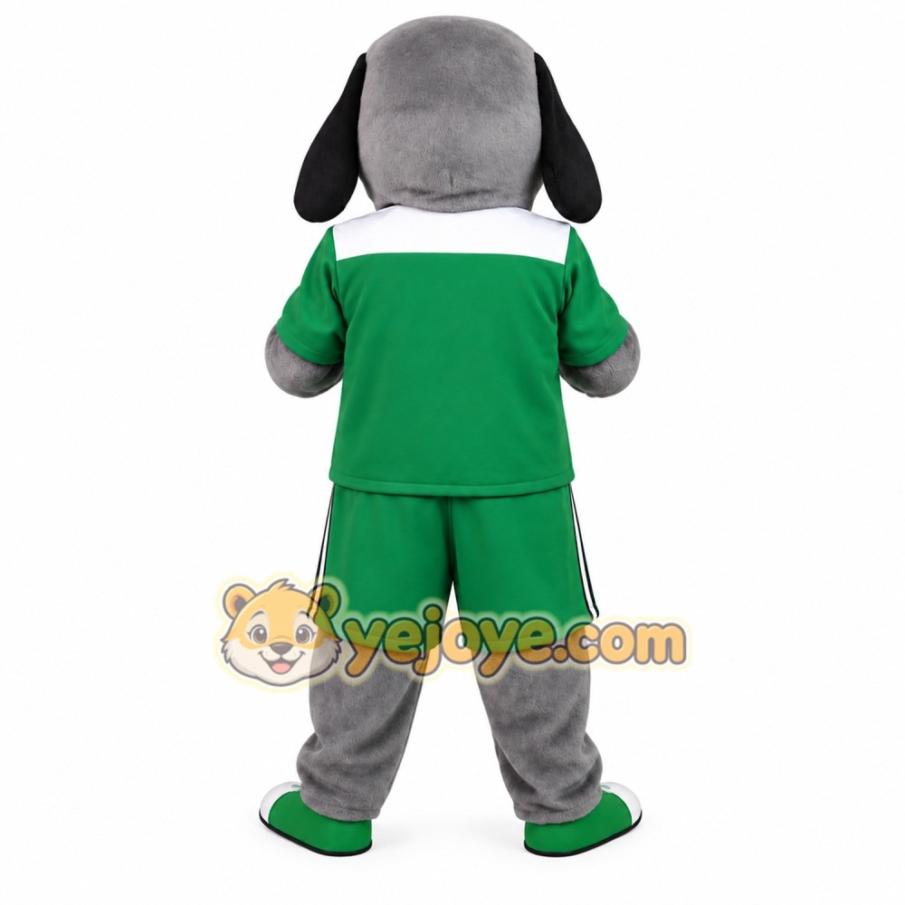 Gray White Green Sports Dog Mascot Costume
