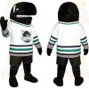 Black White Green Hockey Orca Mascot Costume