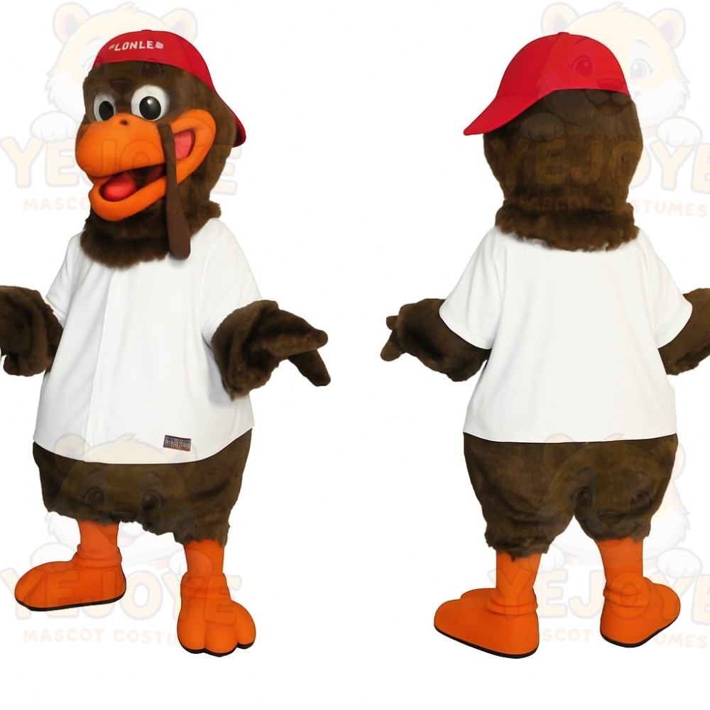 Brown Orange Red White Duck Mascot Costume