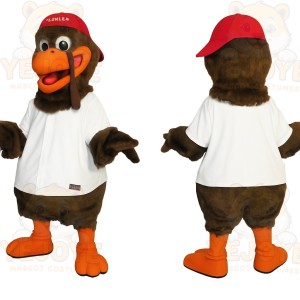 Brown Orange Red White Duck Mascot Costume