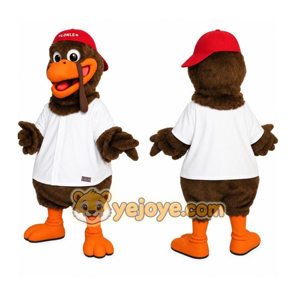 Brown Orange Red White Duck Mascot Costume